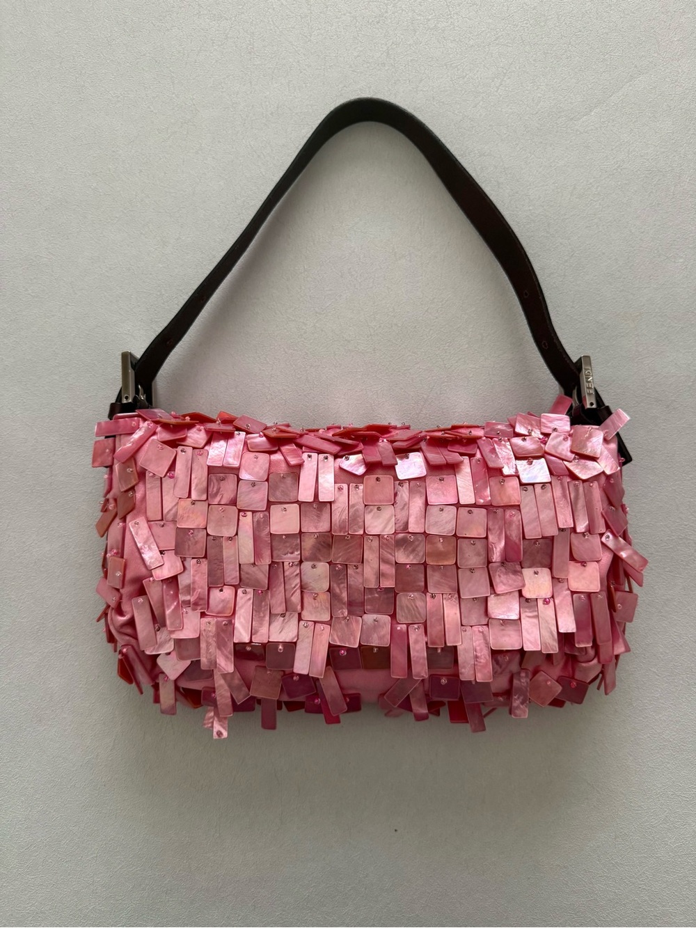 FENDI Vintage Pink Mother of Pearl Baguette Shoulder Bag - Picture 3 of 12